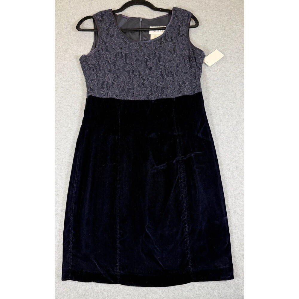 Vtg Velvet Lace Dress Sz 8 Navy 90s Witchy Whimsigoth‎ Apart Impressions SKU146